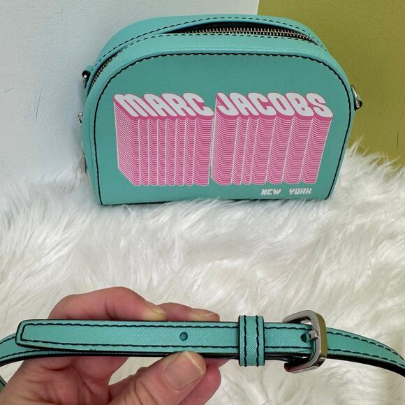 Marc Jacobs Playback Layers Logo Crossbody Purse Teal Pink 80s 90s Retro Barbie - Picture 12 of 16